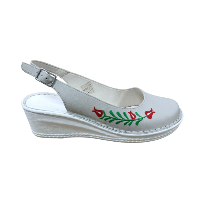 Sandale femei piele naturala crem cu broderie [2]