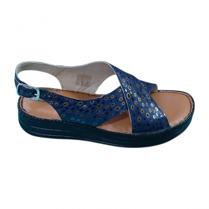 Sandale femei piele naturala Niky blu gravat [2]