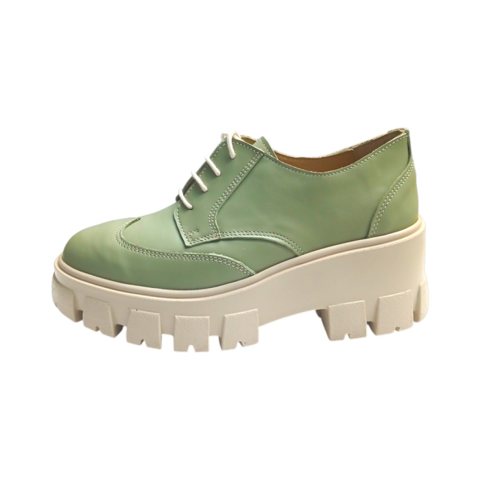 Siena Pantofi Damă cu Șiret din Piele Naturală Verde-fistic [2]