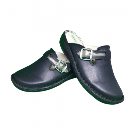 Saboti femei piele naturala 7080 negru-argintiu [1]