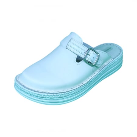 Saboti  Dama din piele hand made - Saboti femei piele naturala 4080 alb