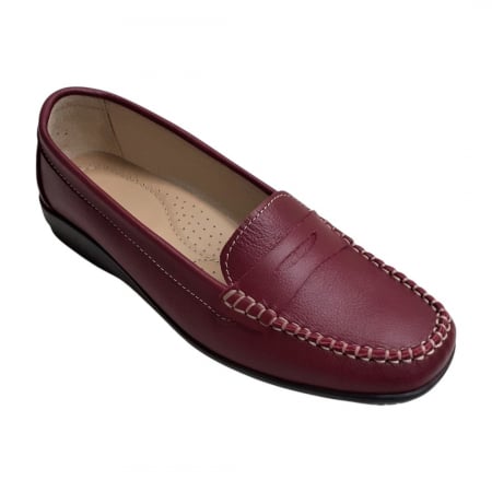 Pantofi dama din piele naturala - Mocasini dama piele naturala bordo