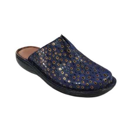 Saboti  Dama din piele hand made - Oferta Saboti Dama Piele 3006 albastru cu buline