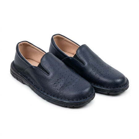 Saboti-Pantofi barbati din Piele Naturală - Pantofi Bărbați Perforati din Piele Naturală 8010 Negru