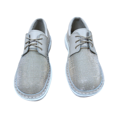 Pantofi Damă din Piele și Material Elastic-9100 Crem [4]