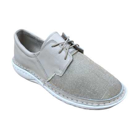 Pantofi Damă din Piele și Material Elastic-9100 Crem [0]