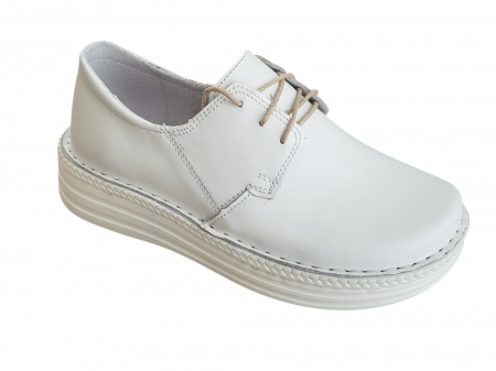 Pantofi dama din piele naturala - Pantofi femei piele naturala 9100 alb
