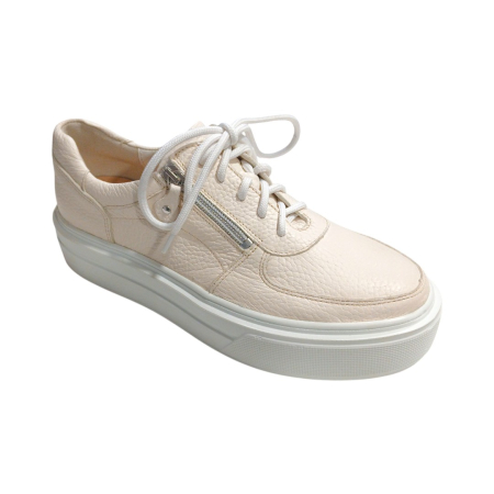 Pantofi Dama din Piele Naturala - Pantofi Sport Dama din Piele Naturală cu Platformă și Fermoar - Bej