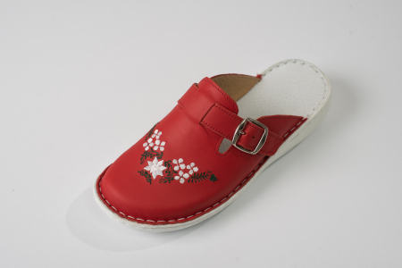 Saboti  Dama din piele hand made - Saboti dama piele naturala rosu