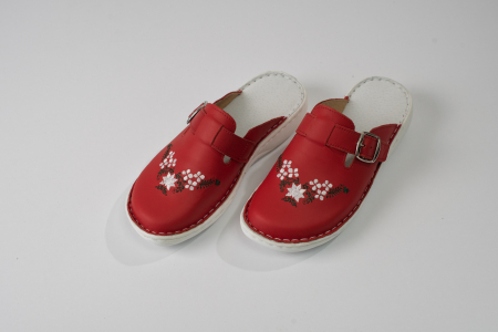 Saboti  Dama din piele hand made - Saboti dama piele naturala rosu