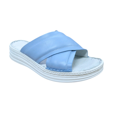 Papuci Dama din Piele Naturală - Papuci Damă din Piele Naturală Soft-touch azur