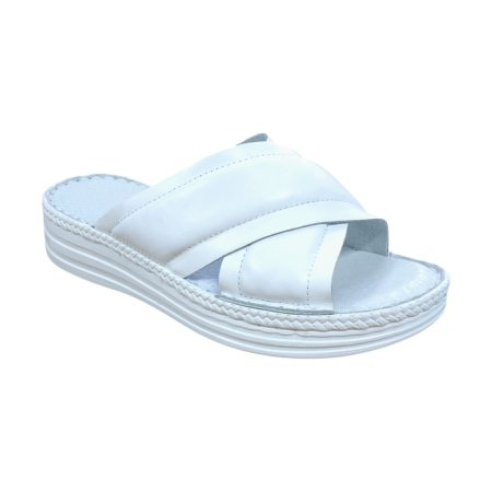 Papuci Dama din Piele Naturală - Papuci Damă din Piele Naturală Soft-touch alb