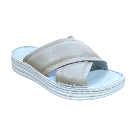 Papuci Dama din Piele Naturală - Papuci Damă din Piele Naturală Soft-touch crem