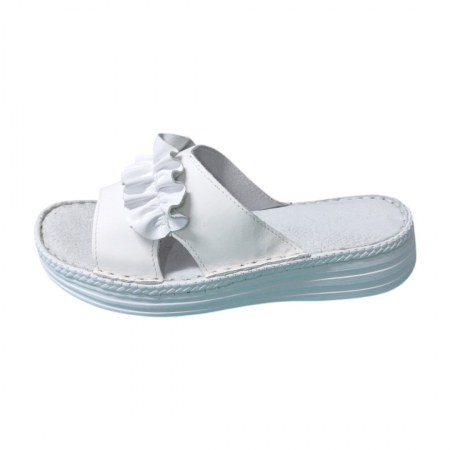 Papuci femei piele naturala 410 alb [1]