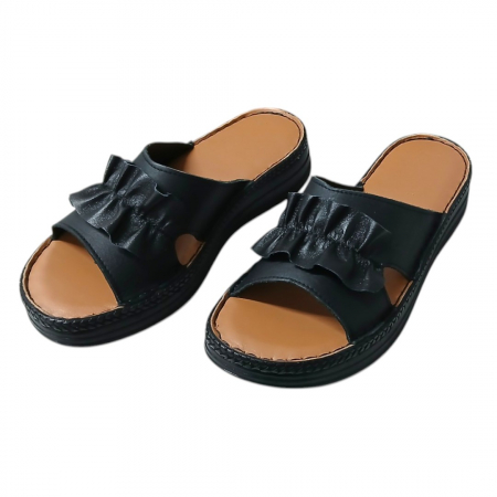 Papuci femei piele naturala 410 negru [2]