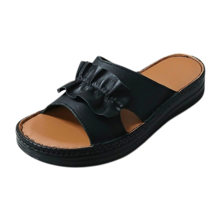 Papuci femei din piele naturală - Papuci femei piele naturala 410 negru