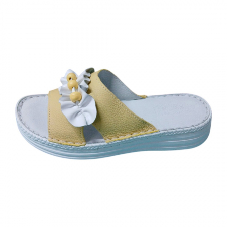 Papuci femei piele naturala 411 galben [1]