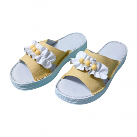 Papuci femei piele naturala 411 galben [2]