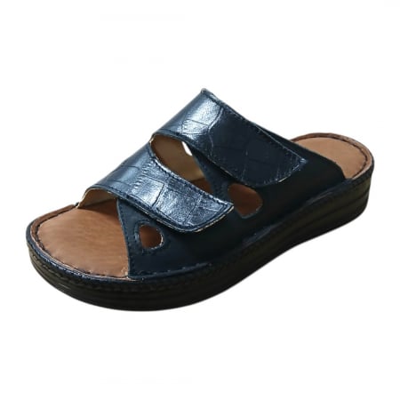 Papuci femei din piele naturală - Papuci femei piele naturala 430 negru croco