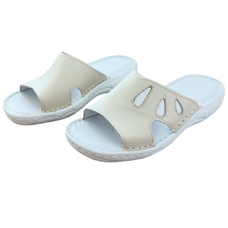 Papuci femei piele naturala 451 crem [1]