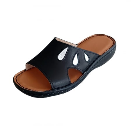 Papuci femei din piele naturală - Papuci femei piele naturala 451 negru