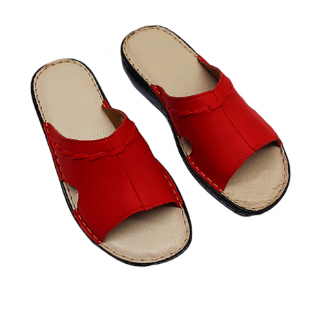 Papuci femei piele naturala 700 rosu [1]