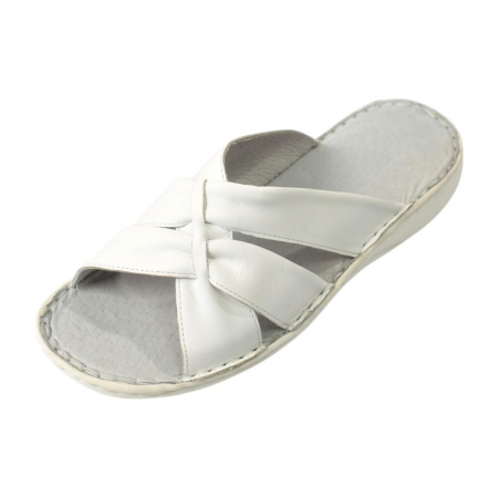 Papuci femei din piele naturală - Papuci femei piele naturala 720 alb