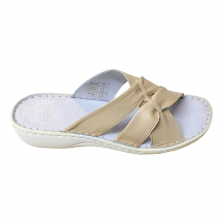 Papuci femei din piele naturală - Papuci femei piele naturala 720 crem