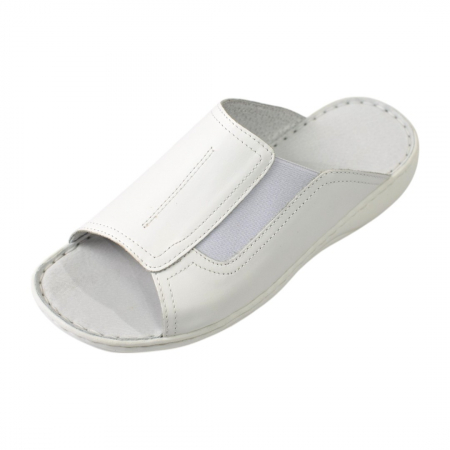 Papuci femei din piele naturală - Papuci femei piele naturala 732 alb