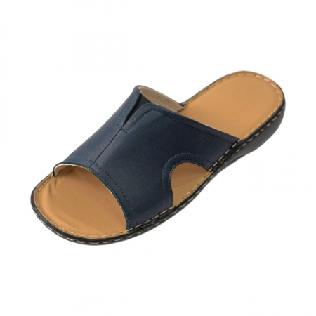 Papuci femei din piele naturală - Papuci femei piele naturala 801 albastru