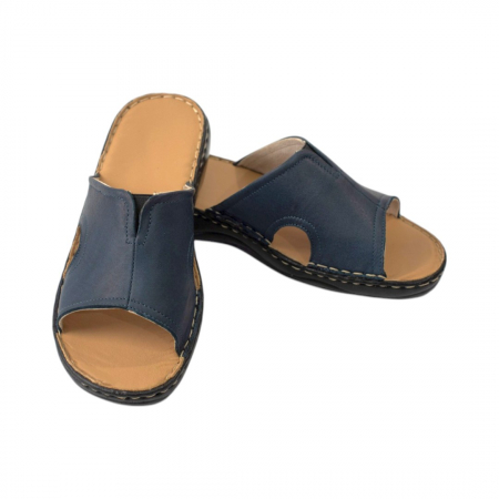 Papuci femei piele naturala 801 albastru [2]