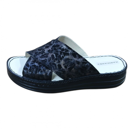 Papuci femei piele naturala 955 negru gravat [1]