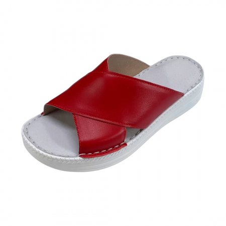 Papuci femei din piele naturală - Papuci femei piele naturala 955 rosu
