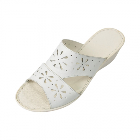 Papuci femei piele talpa ortopedica 5202 alb [1]