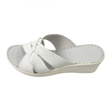 Papuci femei piele talpa ortopedica 620 alb [1]