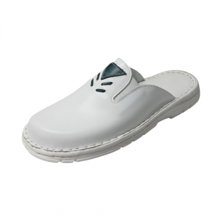 Papuci barbati din piele naturală - Saboti barbati piele naturala 8008 alb