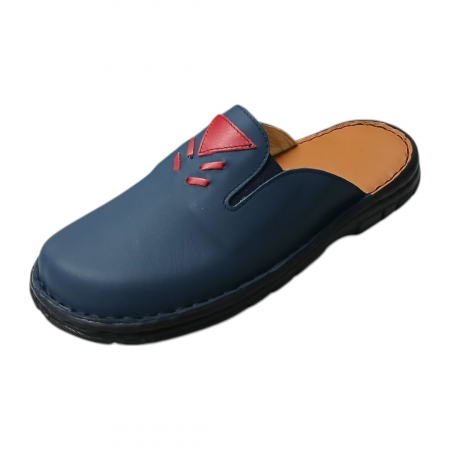 Papuci barbati din piele naturală - Saboti barbati piele naturala 8008 albastru