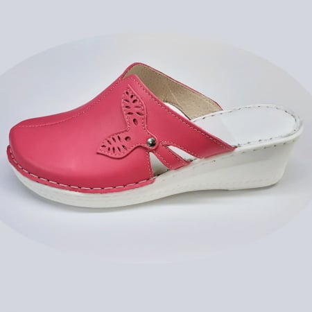 Saboti  Dama din piele hand made - saboti dama piele inchisi in fata roz