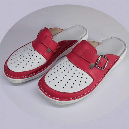 Saboti  Dama din piele hand made - Papuci medicinali dama roz