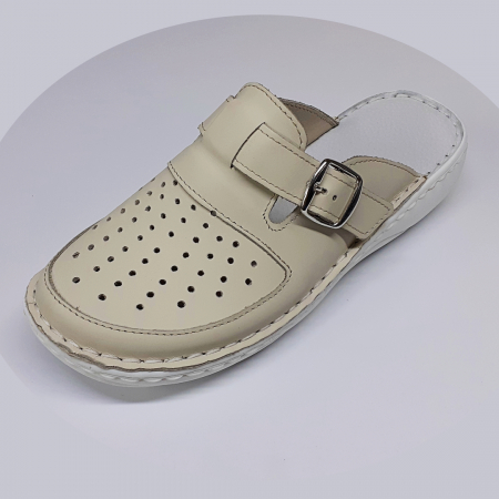 Saboti  Dama din piele hand made - Saboti bej dama piele naturala