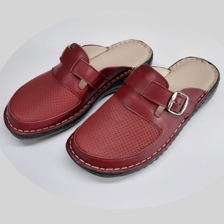 Saboti  Dama din piele hand made - Saboti dama piele naturala bordo