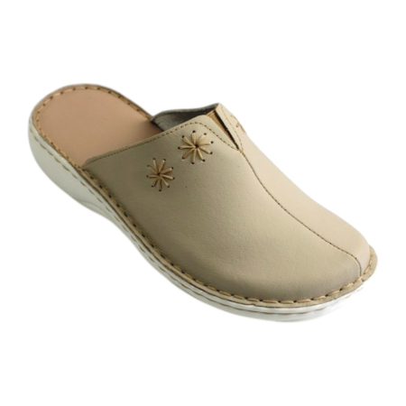 Saboti Dama din Piele Hand Made - Papuci medicali dama bej