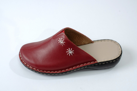 Saboti  Dama din piele hand made - Papuci medicali dama bordo