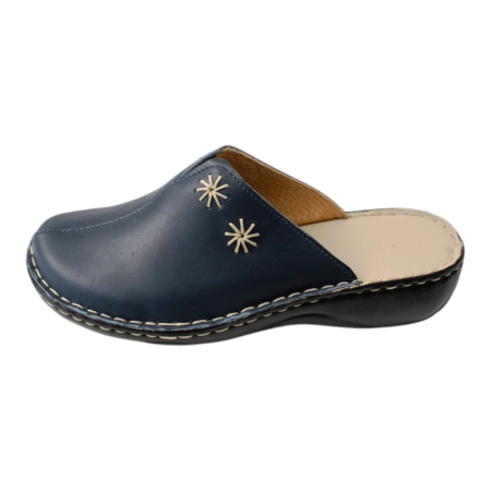 Saboti Dama din Piele Hand Made - Papuci medicinali dama blue