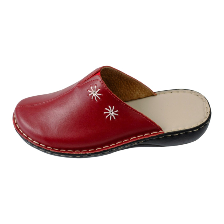 Saboti Dama din Piele Hand Made - Papuci medicali dama bordo