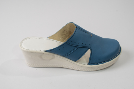 Saboti  Dama din piele hand made - papuci medicali dama albastru