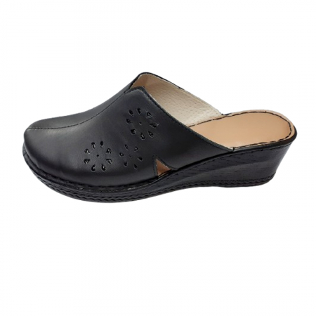 Saboti  Dama din piele hand made - Saboti dama piele cu talpa ortopedica 6013-negru