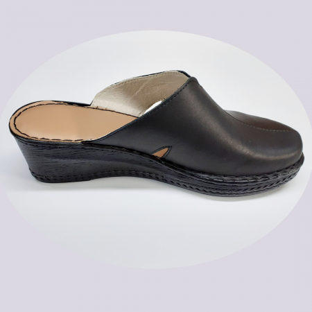Saboti dama piele cu talpa ortopedica 6013-negru [1]