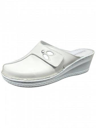 Saboti  Dama din piele - Saboti dama piele cu talpa ortopedica 6014-alb