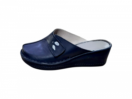 Saboti dama piele cu talpa ortopedica 6014-negru [1]